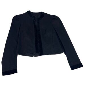 Tyroler Loden Austria Crop Blazer Jacket Women's 38 S Black Virgin Wool Blend